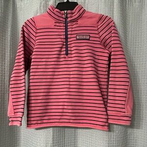 Boys Vineyard Vines Coral and Navy Striped Pullover